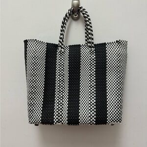 Black and White Stripe Woven TRUSS Tote Bag
